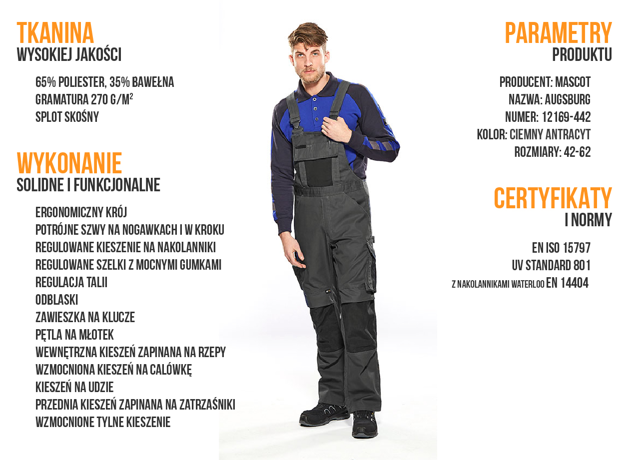Spodnie robocze Mascot Augsburg - infografika